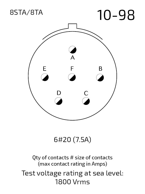 8STA010-98PN contact arrangement 10-98