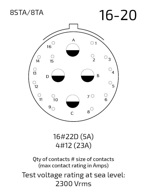 8STA016-20SN contact arrangement 16-20