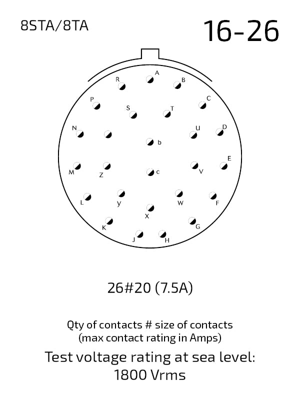 8STA616-26PN contact arrangement 16-26