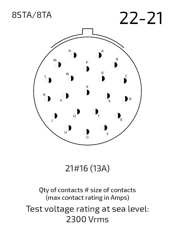 8STA622-21PN contact arrangement 22-21
