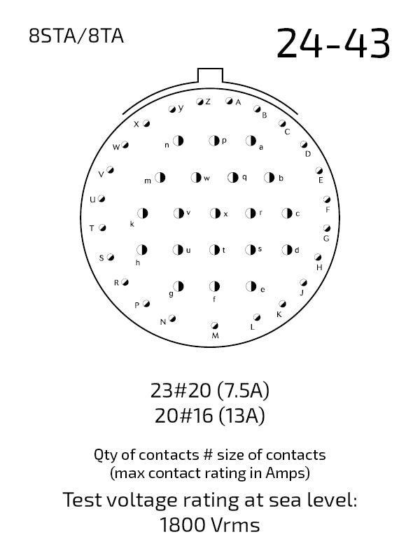 8STA624-43PN contact arrangement 24-43