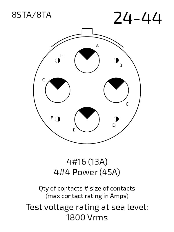 8STA624-44PN contact arrangement 24-44