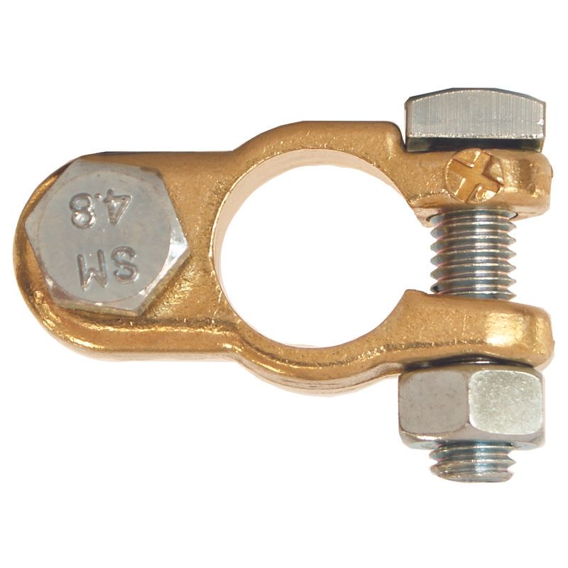 Battery Terminal Positive, Brass Bolt Type - 8mm Stud